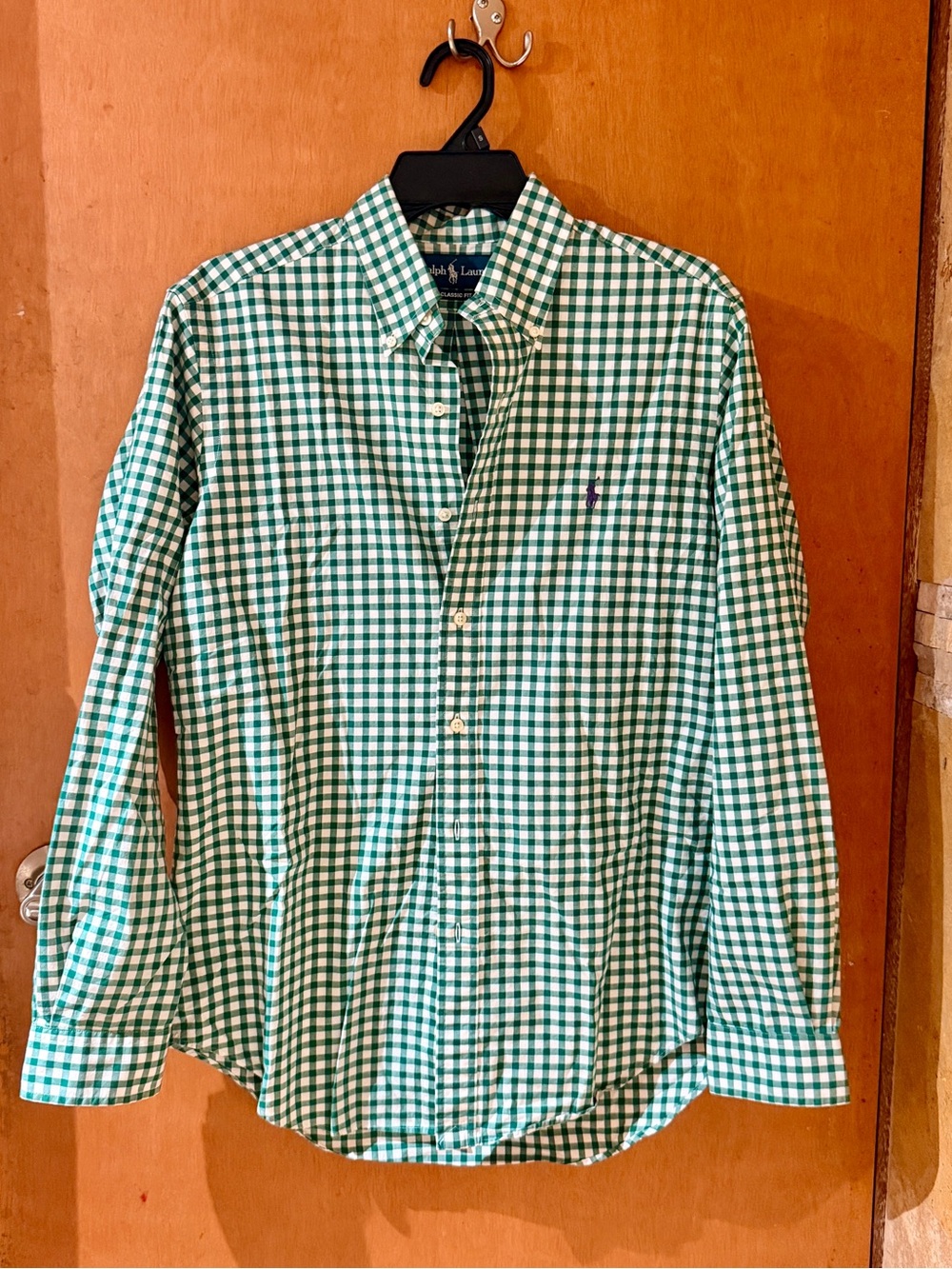 Ralph Lauren Green Gingham Button-Down Shirt.